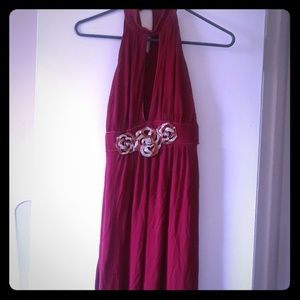 RED LOVE AND LOVE STRETCH HALTER DRESS